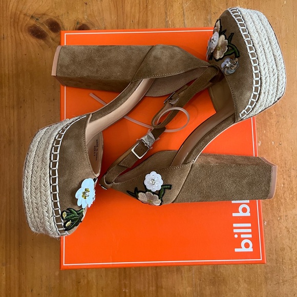 Bill Blass Anthropologie Emma Embellished Platform Heels Ankle Strap Size 8.5 - Picture 3 of 6